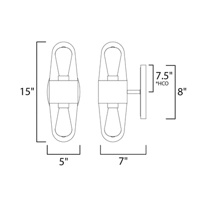 Lido Outdoor Wall Light - line drawing.