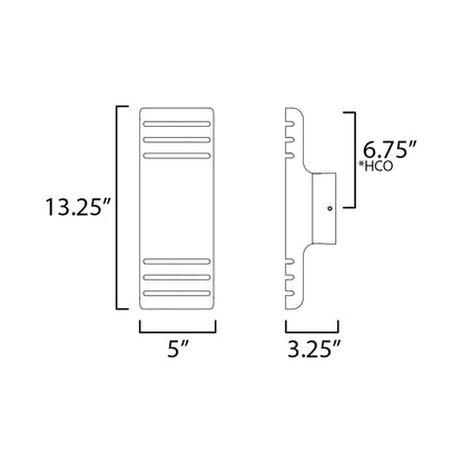 Lightray Outdoor LED Directional Wall Light - line drawing.
