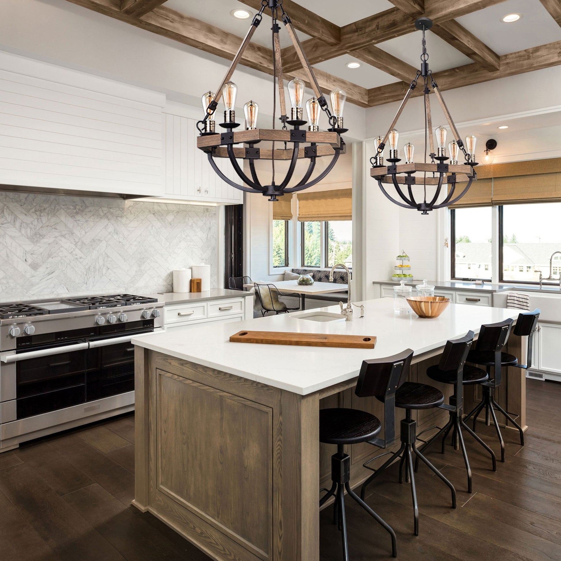 Lodge Chandelier in dining room.