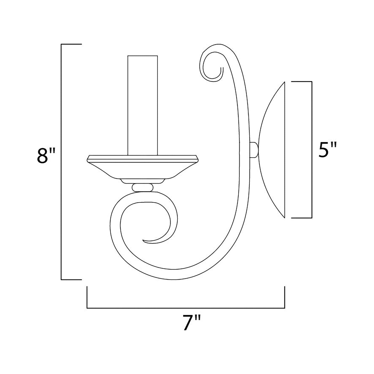 Loft Bath Wall Light - line drawing.