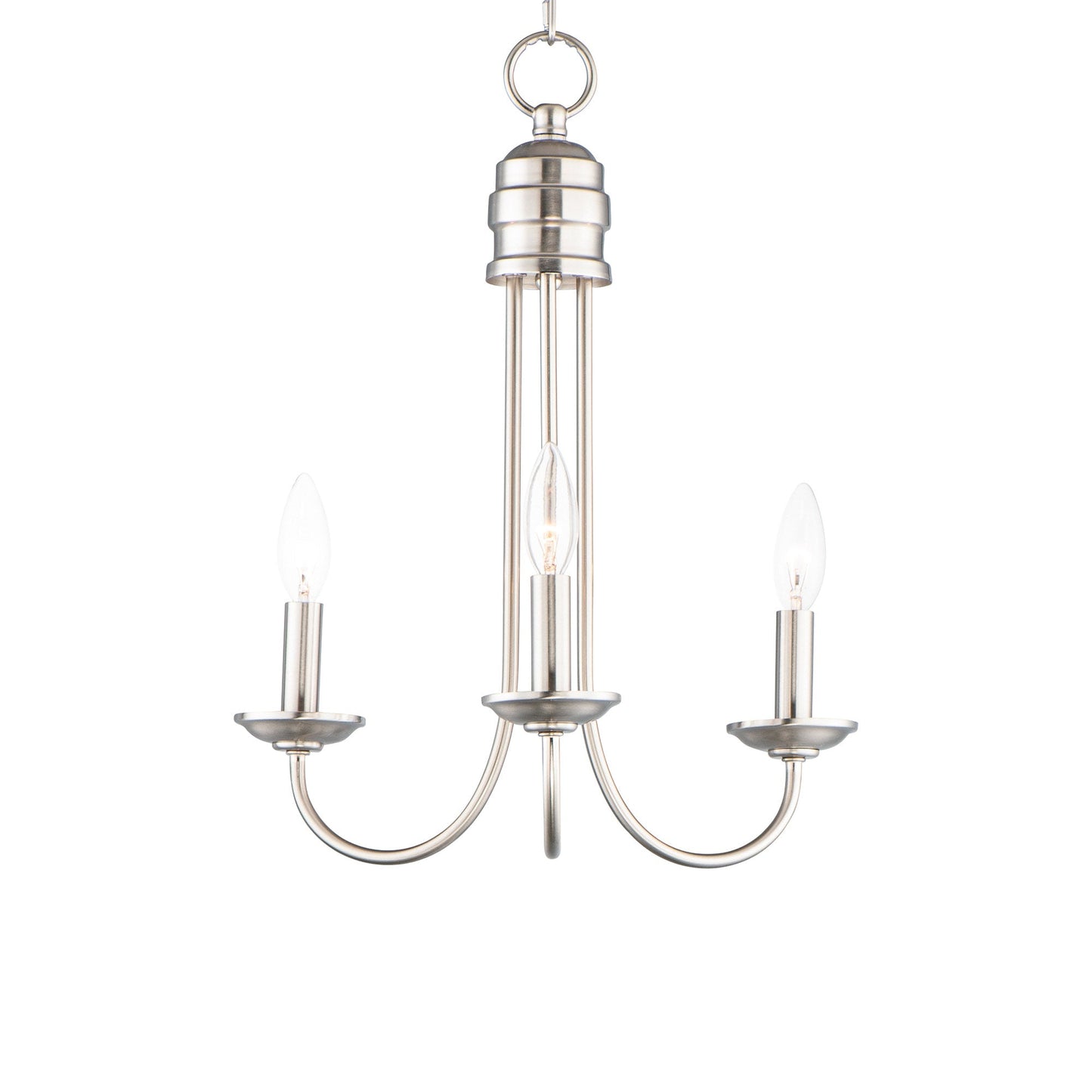 Logan Candle Chandelier in Satin Nickel (3-Light).
