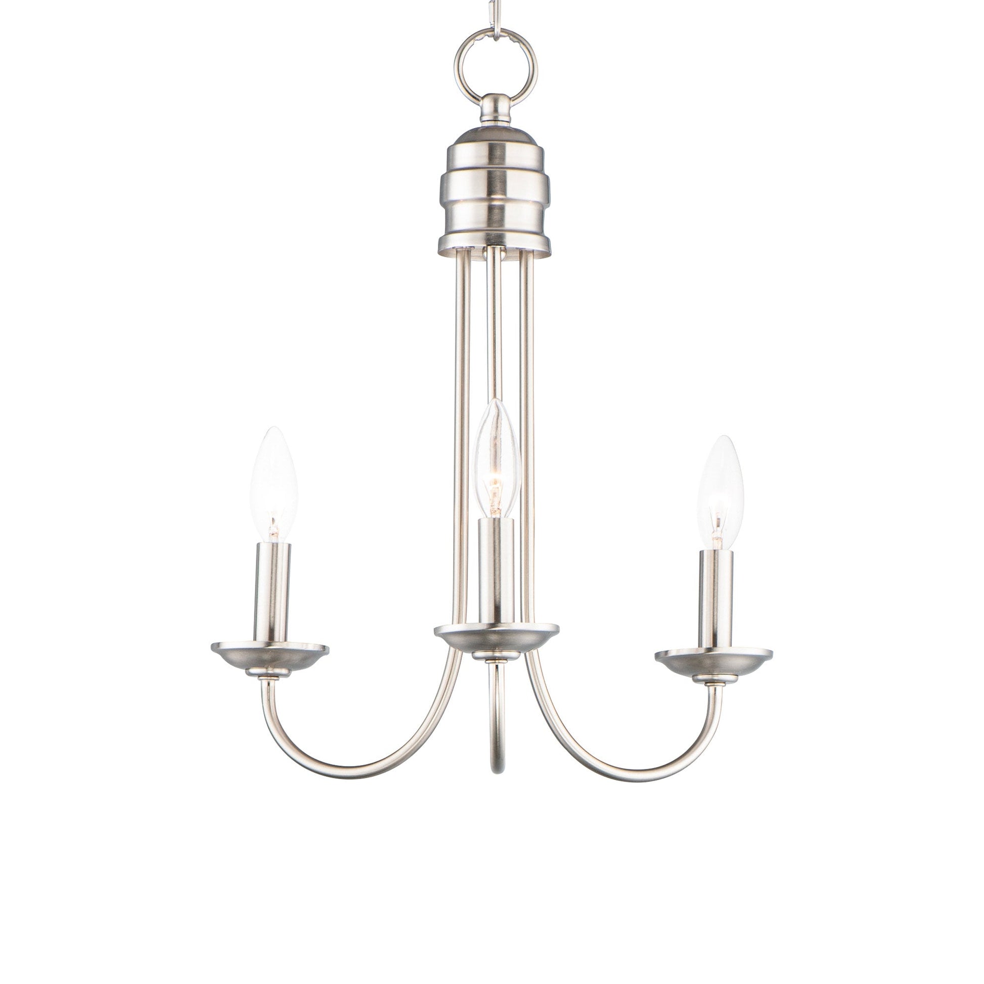 Logan Candle Chandelier in Satin Nickel (3-Light).