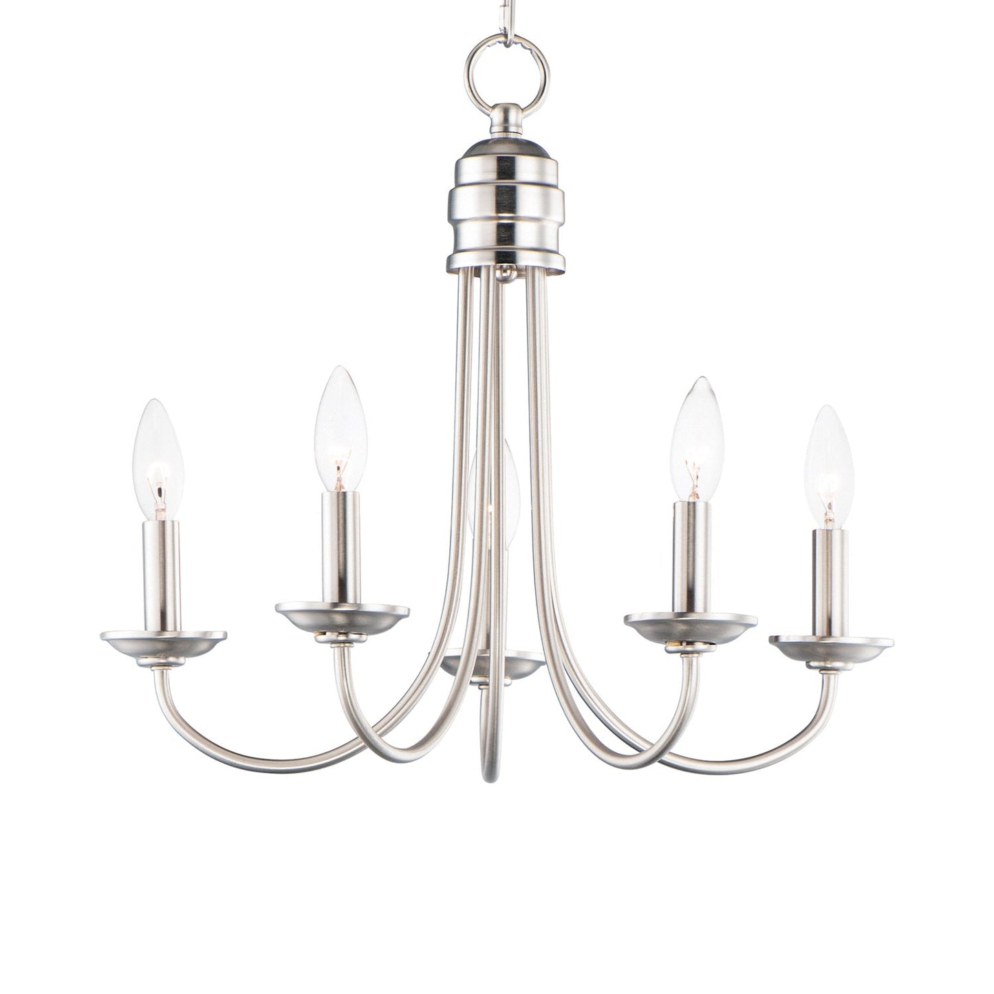 Logan Candle Chandelier in Satin Nickel (5-Light).