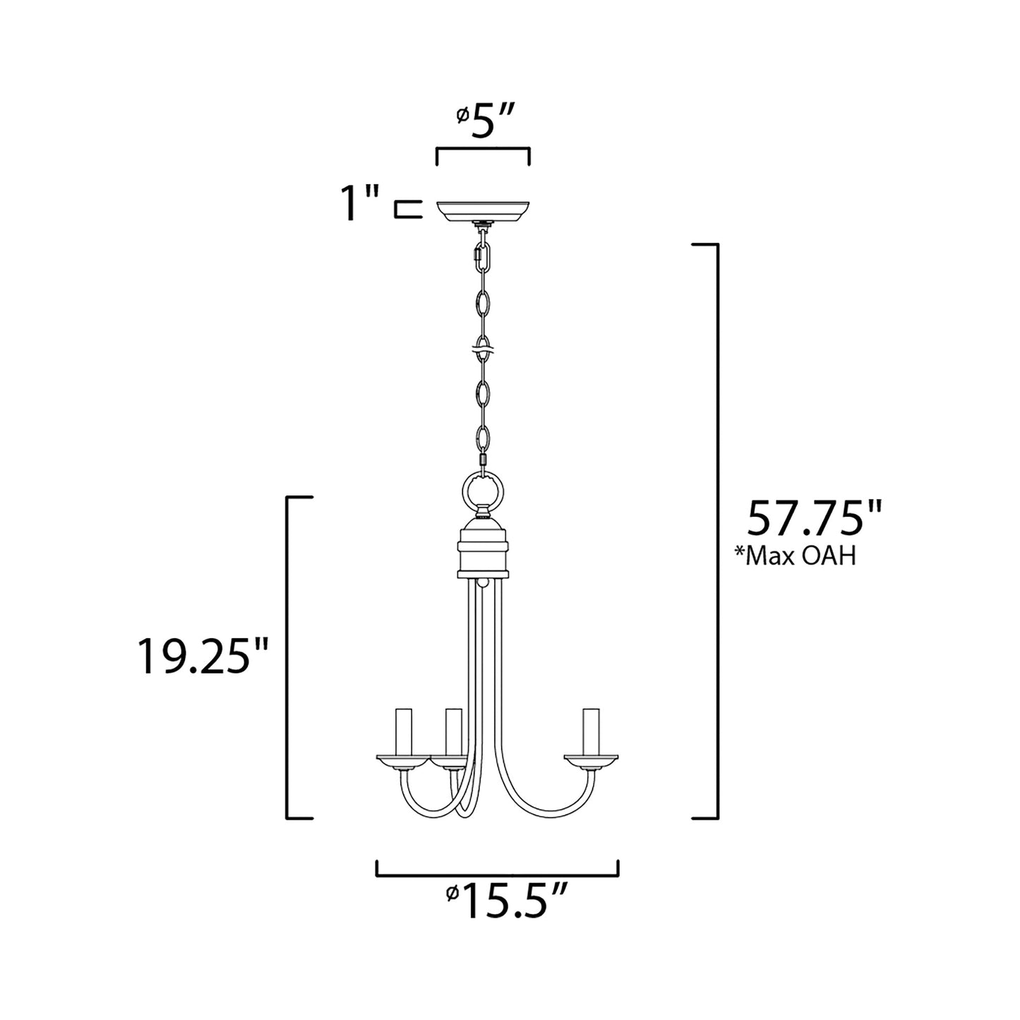 Logan Candle Chandelier - line drawing.