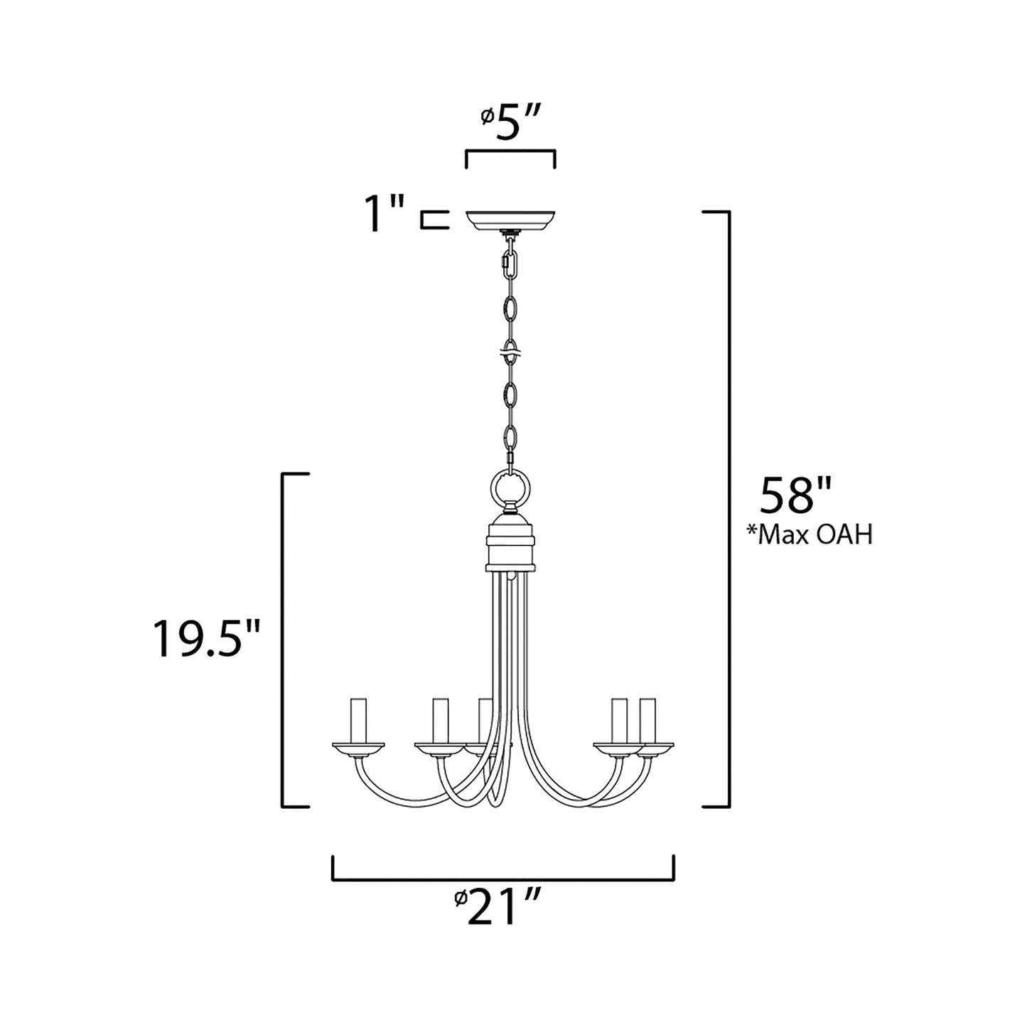 Logan Candle Chandelier - line drawing.