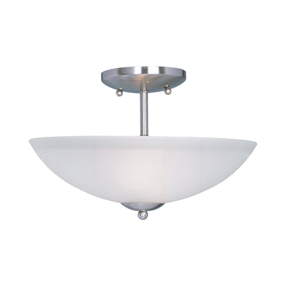 Logan Semi Flush Mount Ceiling Light in Satin Nickel.