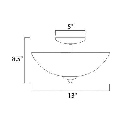 Logan Semi Flush Mount Ceiling Light - line drawing.