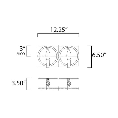 Looking Glass Bath Wall Light - line drawing.