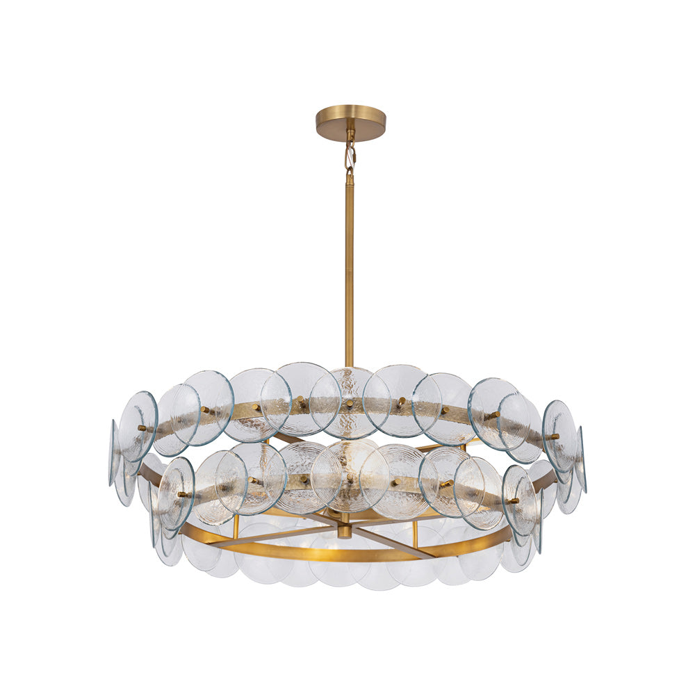 Loren Chandelier in Weathered Brass (Textured Clear/32-Inch).