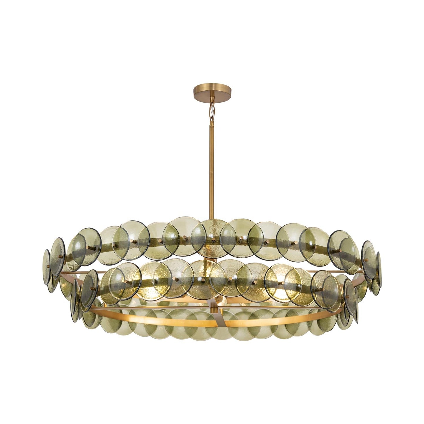 Loren Chandelier in Weathered Brass (Green Vintage/42-Inch).
