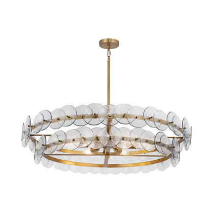 Loren Chandelier in Weathered Brass (Textured Clear/42-Inch).