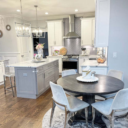 Lucent Chandelier in kitchen.