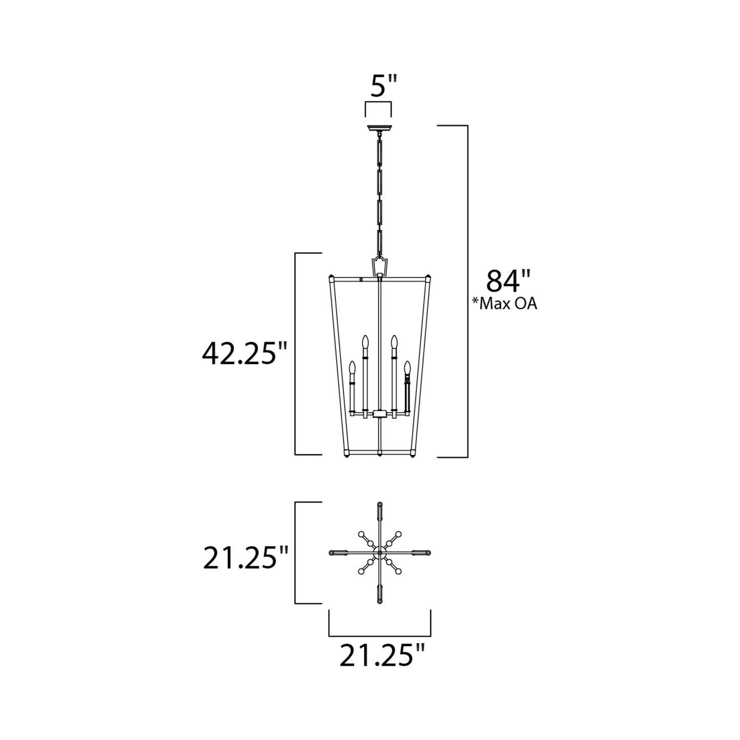 Lucent Elongated Pendant Light - line drawing.