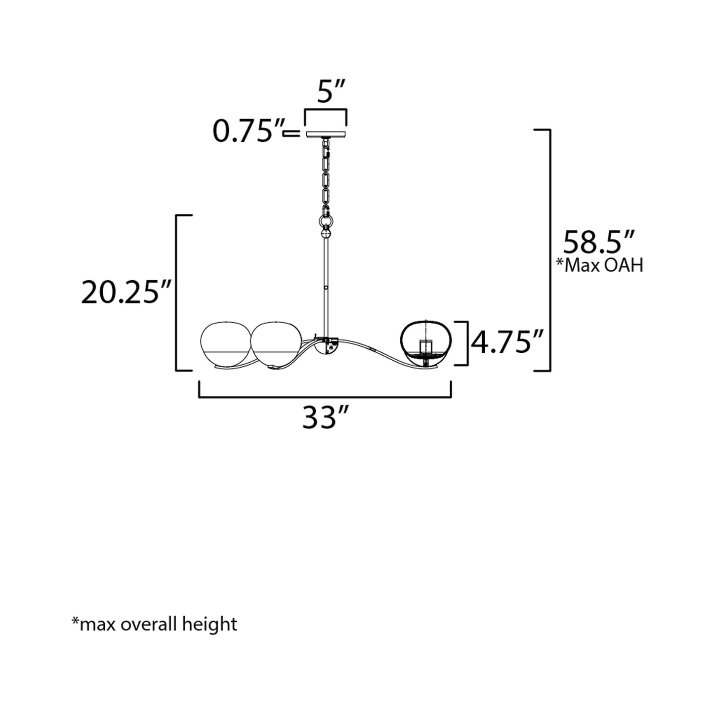 Lucerne Chandelier - line drawing.
