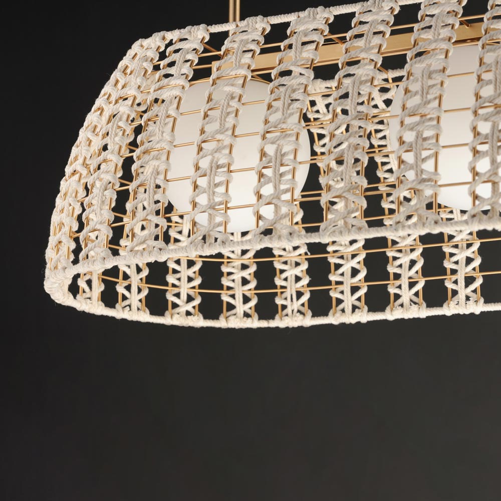 Macrame Linear Pendant Light in Detail.