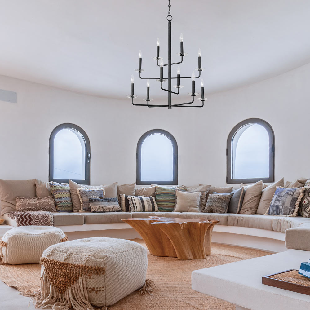 Madeira Chandelier in living room.
