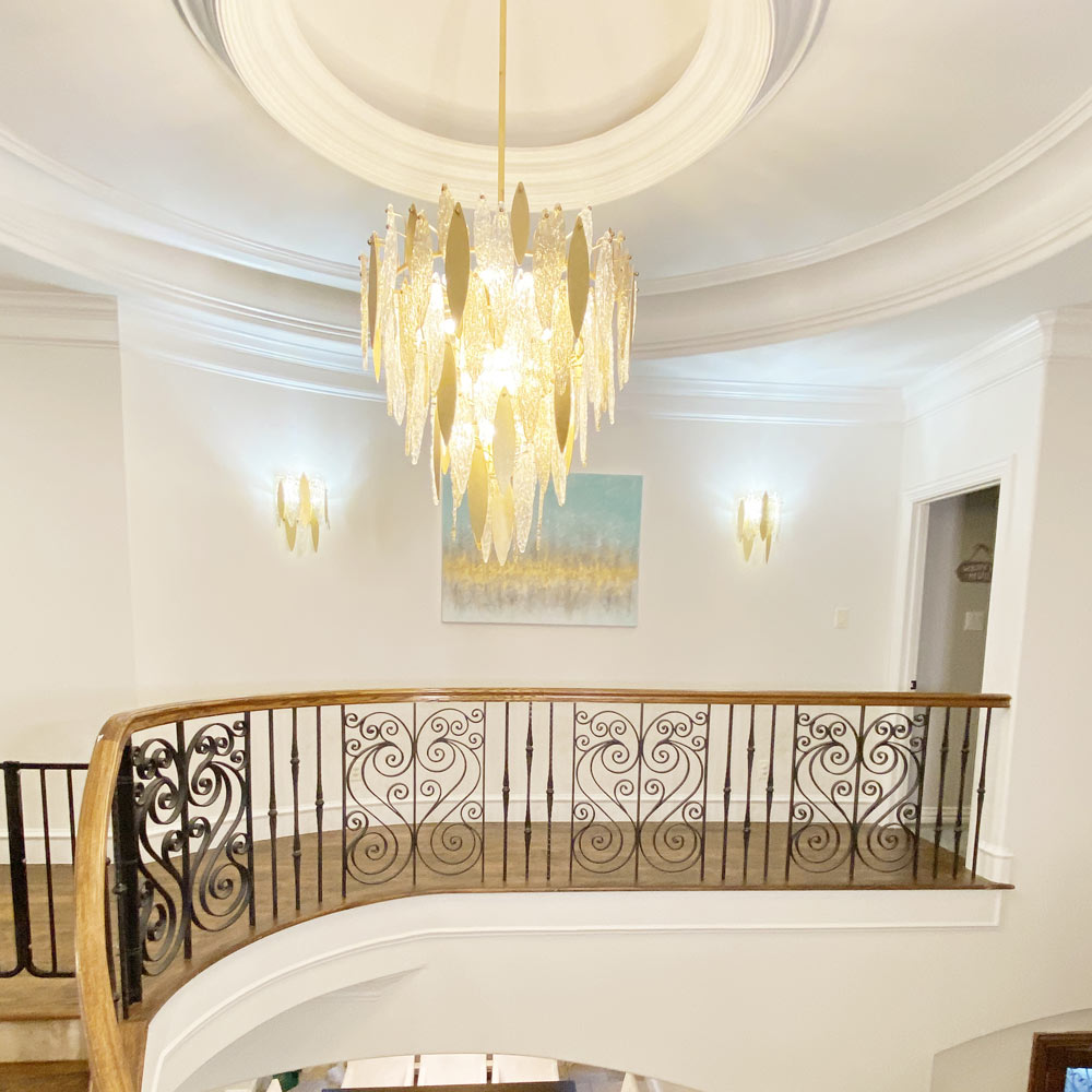 Majestic Chandelier in living room.