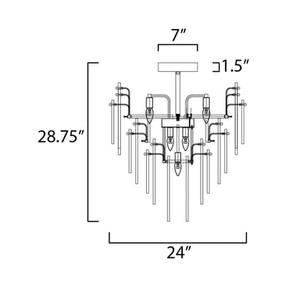 Majestic Flush Mount Ceiling Light - line drawing.