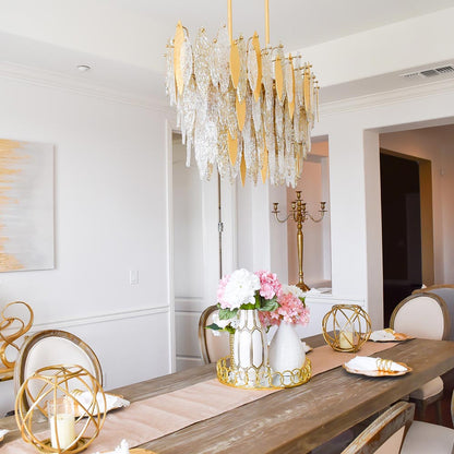 Majestic Linear Chandelier in dining room.