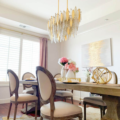 Majestic Linear Chandelier in dining room.
