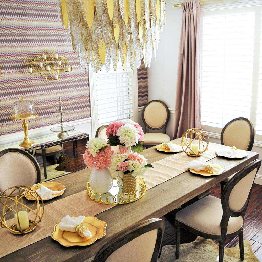 Majestic Linear Chandelier in dining room.