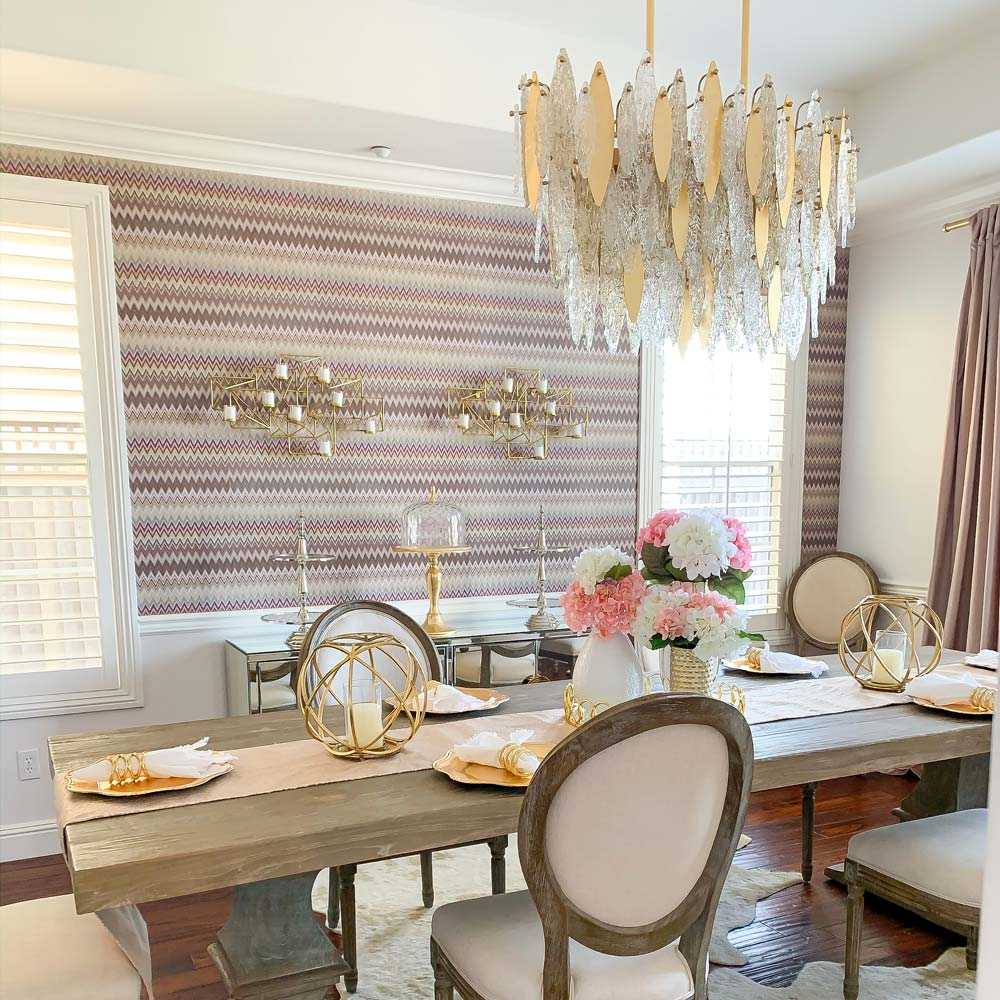 Majestic Linear Chandelier in dining room.
