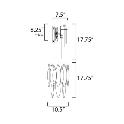 Majestic Wall Light - line drawing.