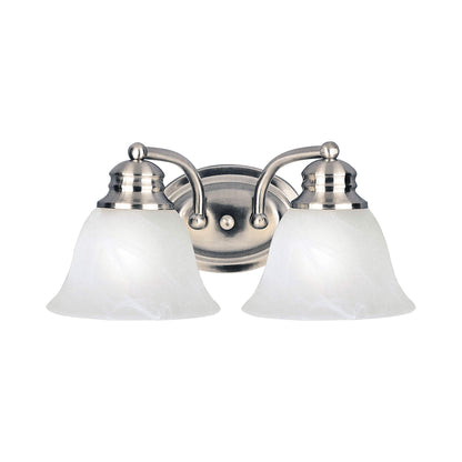 Malaga Bath Vanity Light in Satin Nickel/Marble (2-Light).