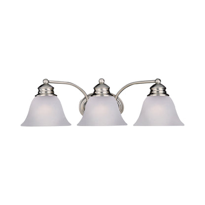 Malaga Bath Vanity Light in Satin Nickel/Frosted (3-Light).