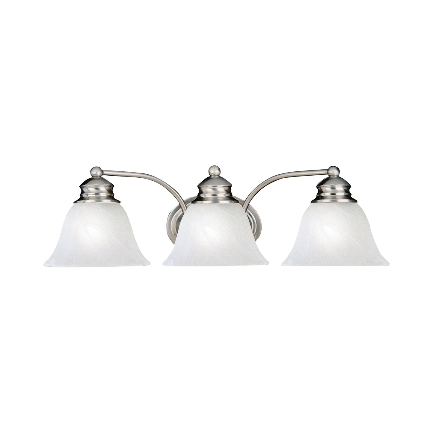 Malaga Bath Vanity Light in Satin Nickel/Marble (3-Light).