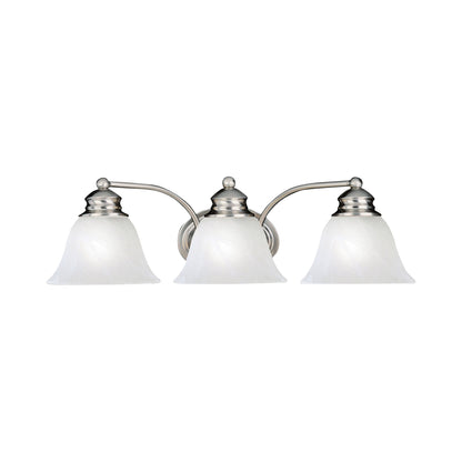 Malaga Bath Vanity Light in Satin Nickel/Marble (3-Light).