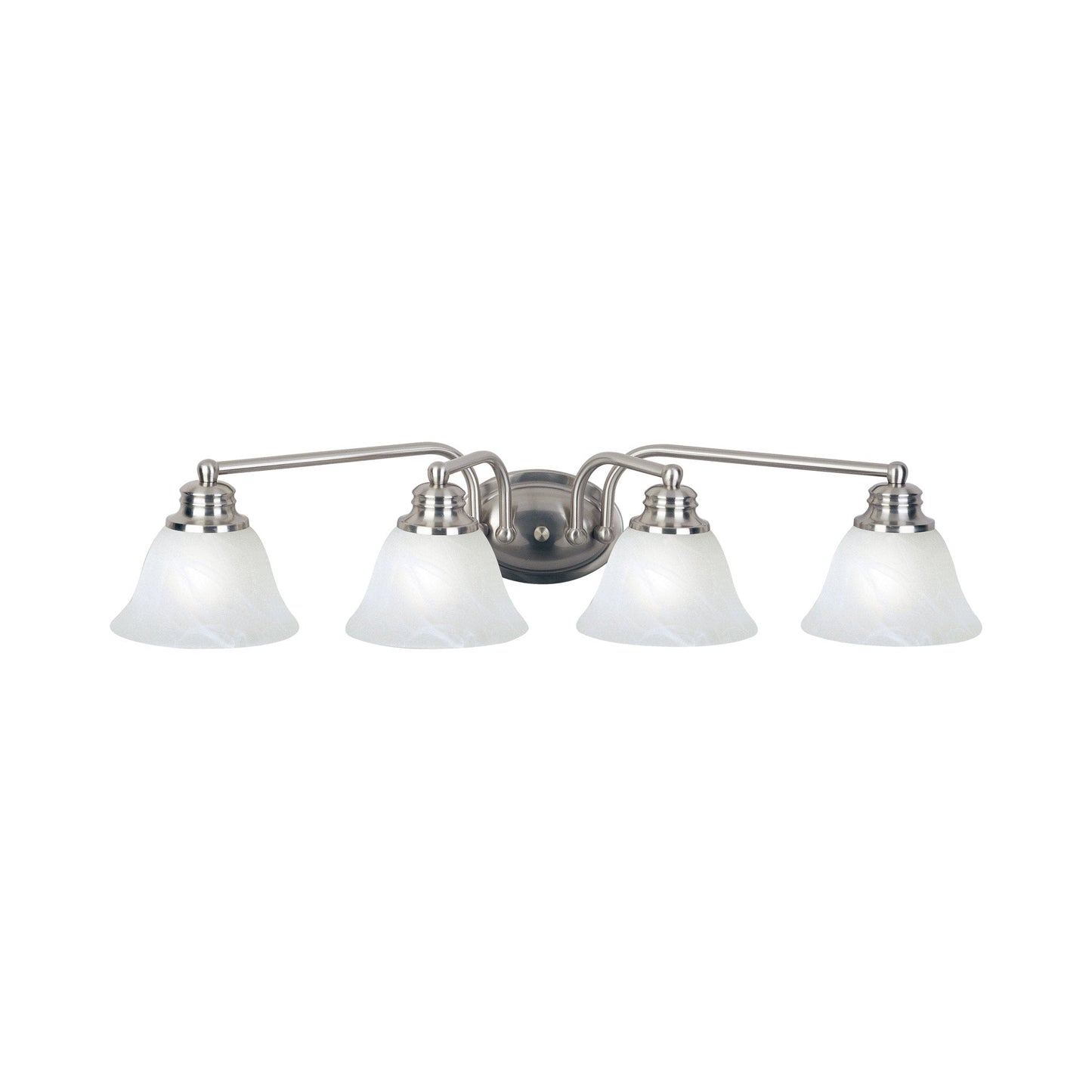 Malaga Bath Vanity Light in Satin Nickel/Marble (4-Light).