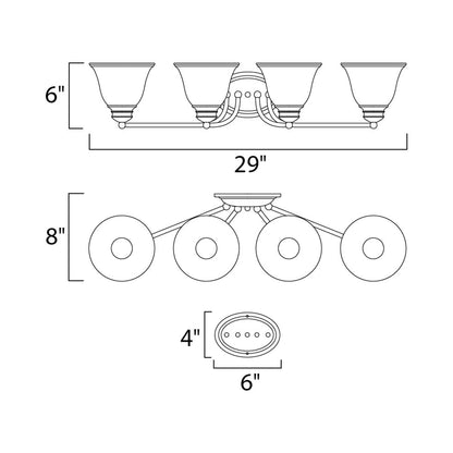 Malaga Bath Vanity Light - line drawing.