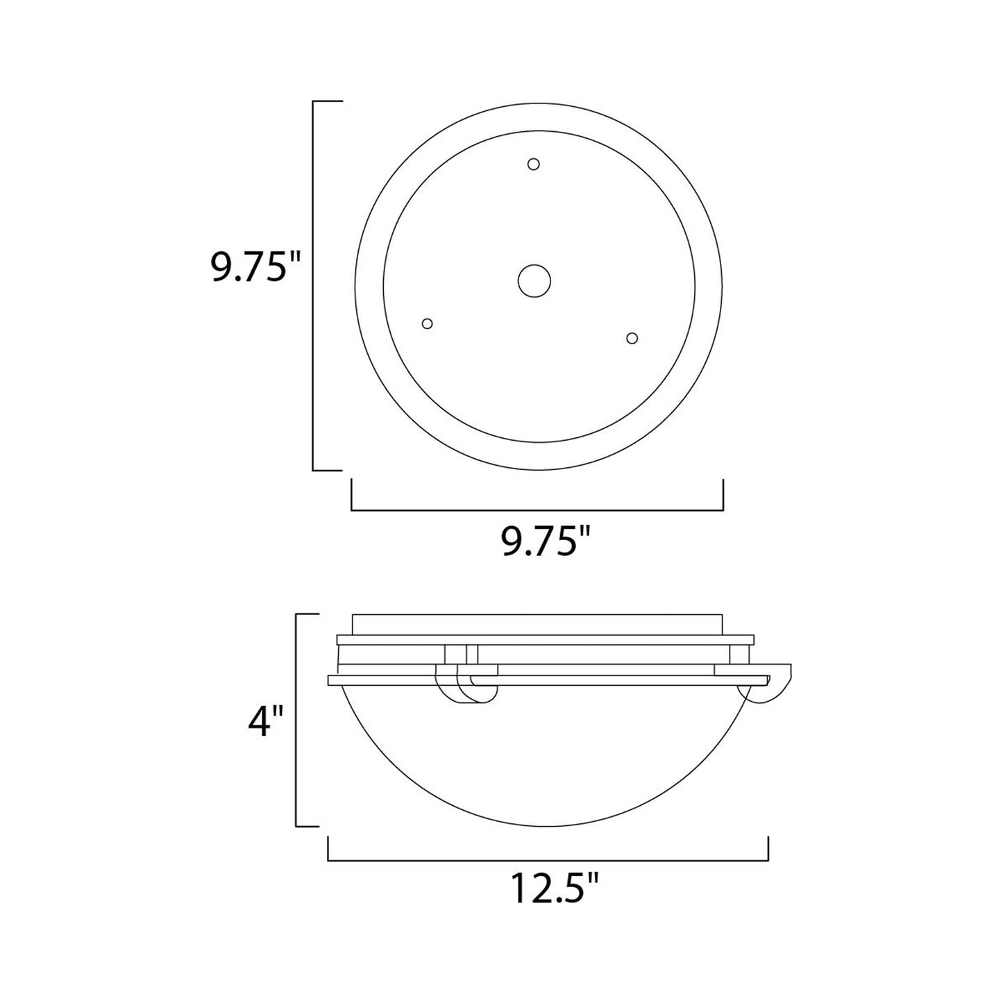 Malaga Flush Mount Ceiling Light - line drawing.