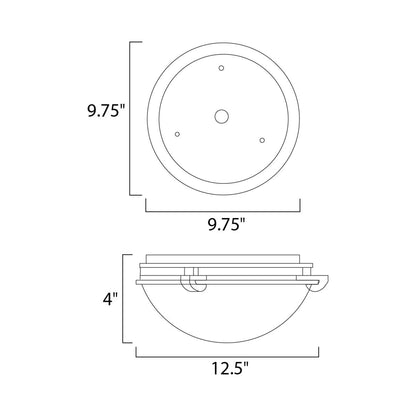 Malaga Flush Mount Ceiling Light - line drawing.