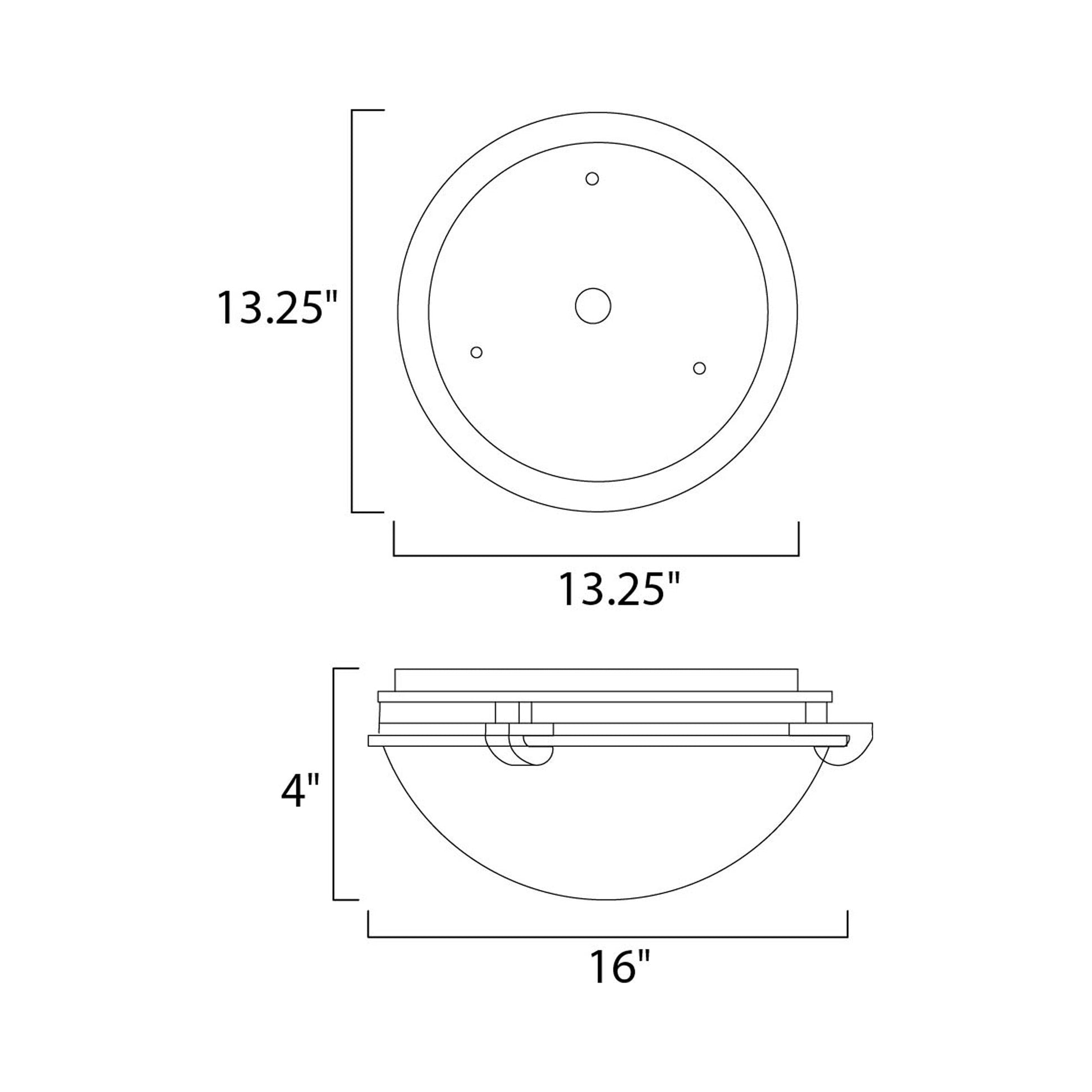 Malaga Flush Mount Ceiling Light - line drawing.