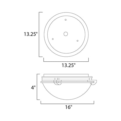 Malaga Flush Mount Ceiling Light - line drawing.