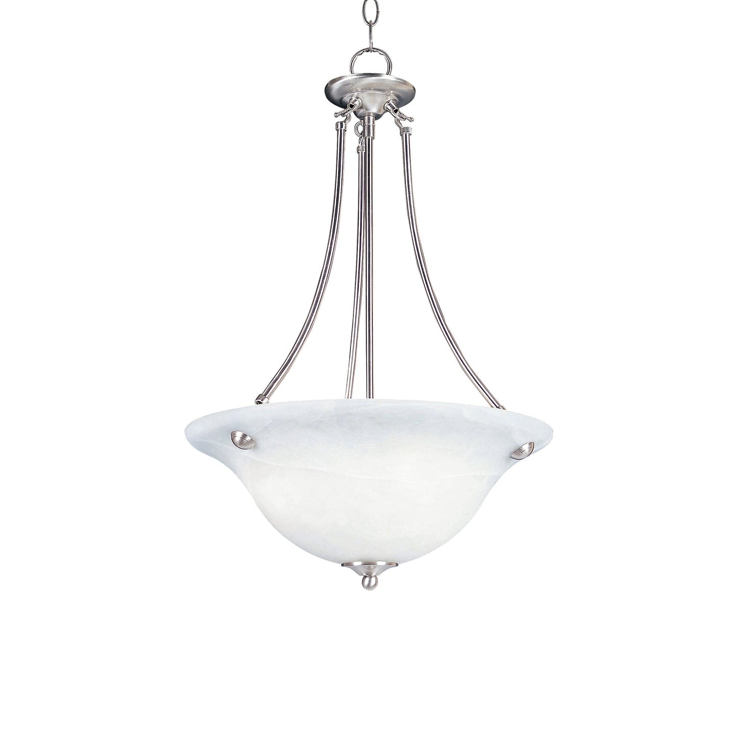 Malaga Invert Bowl Pendant Light in Satin Nickel/Marble.