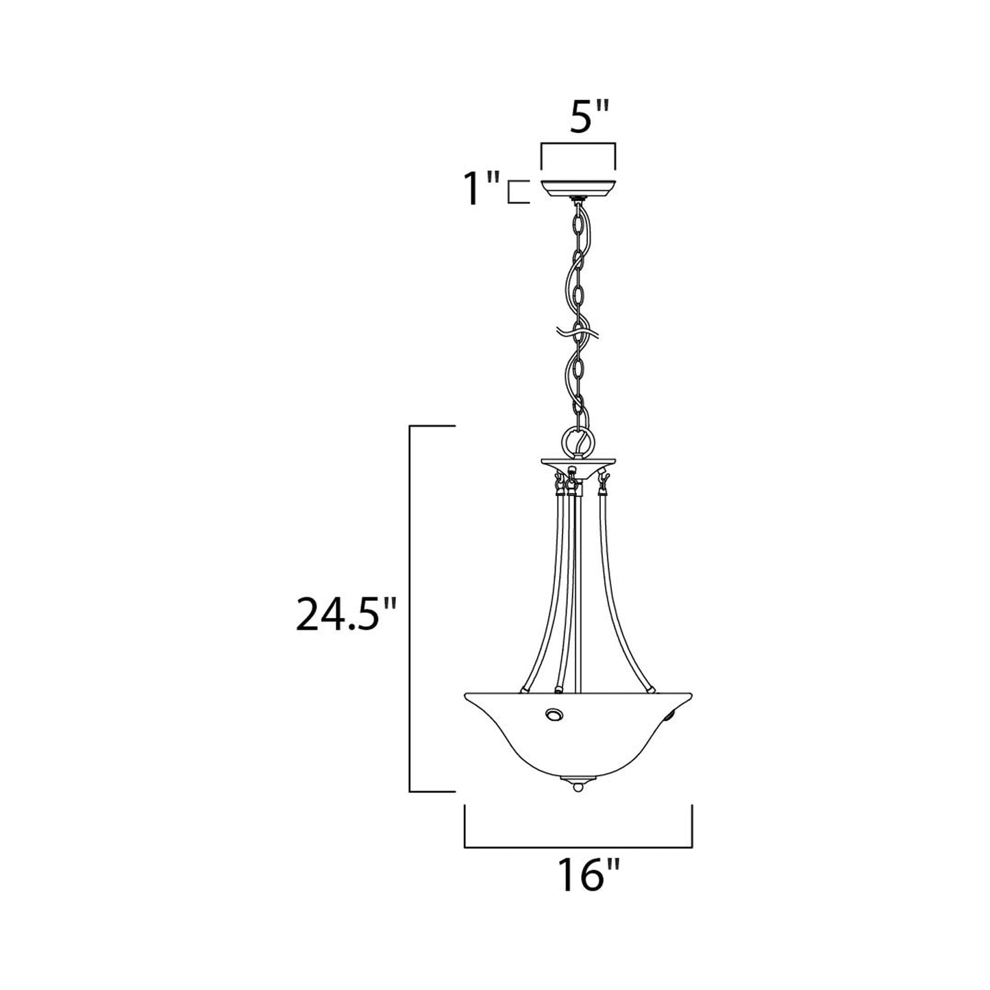 Malaga Invert Bowl Pendant Light - line drawing.