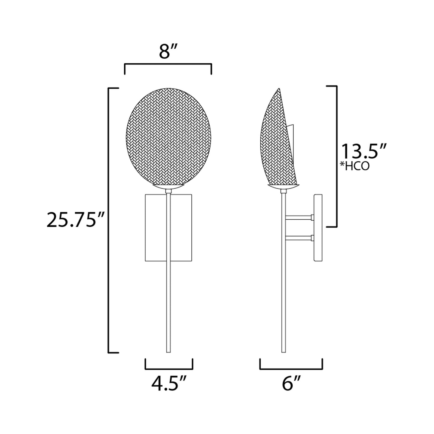 Maldives Wall Light - line drawing.