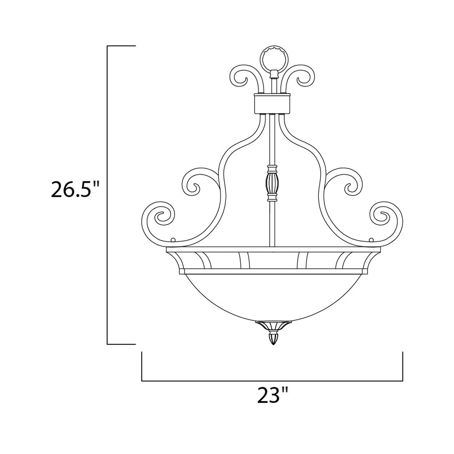 Manor Pendant Light - line drawing.