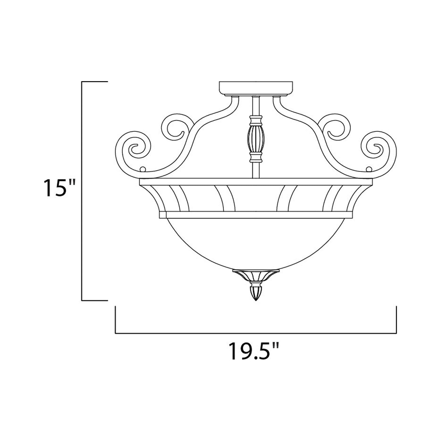 Manor Semi Flush Mount Ceiling Light - line drawing.