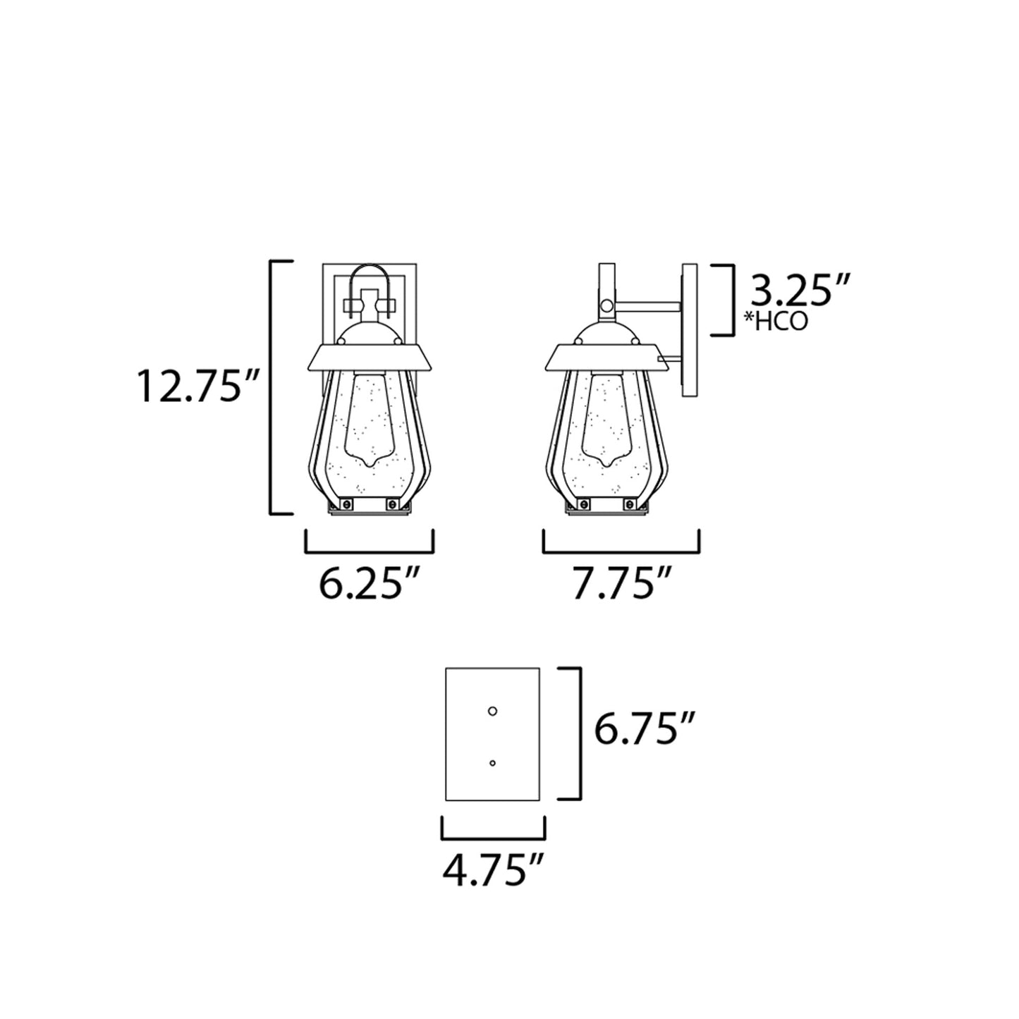 Mariner Outdoor Wall Light - line drawing.