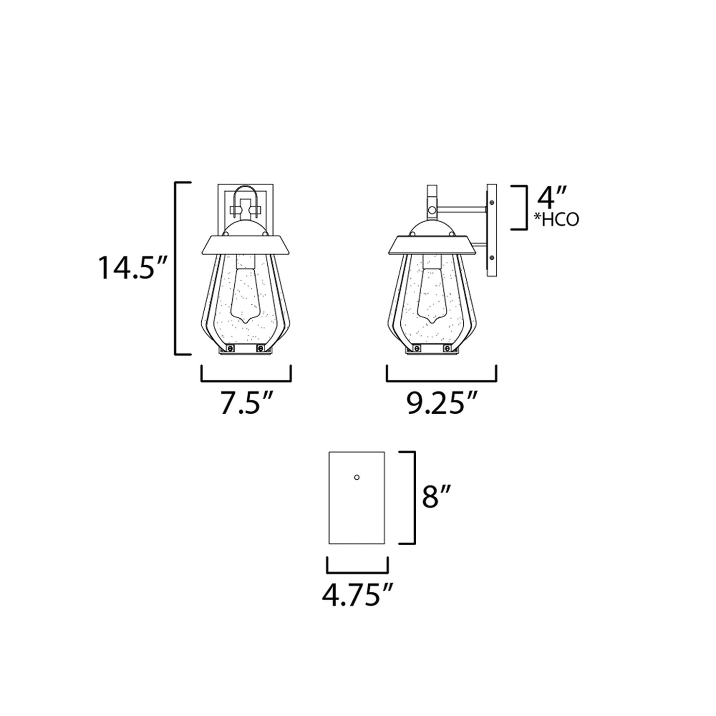 Mariner Outdoor Wall Light - line drawing.