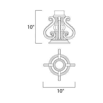 Maxim Outdoor Pier Mount - line drawing.