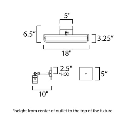 Miles LED Bath Wall Light - line drawing.