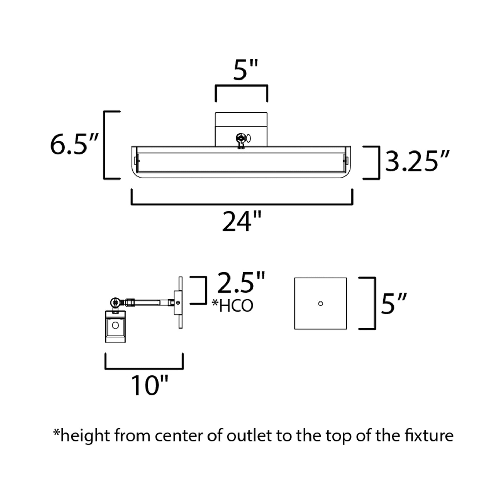 Miles LED Bath Wall Light - line drawing.
