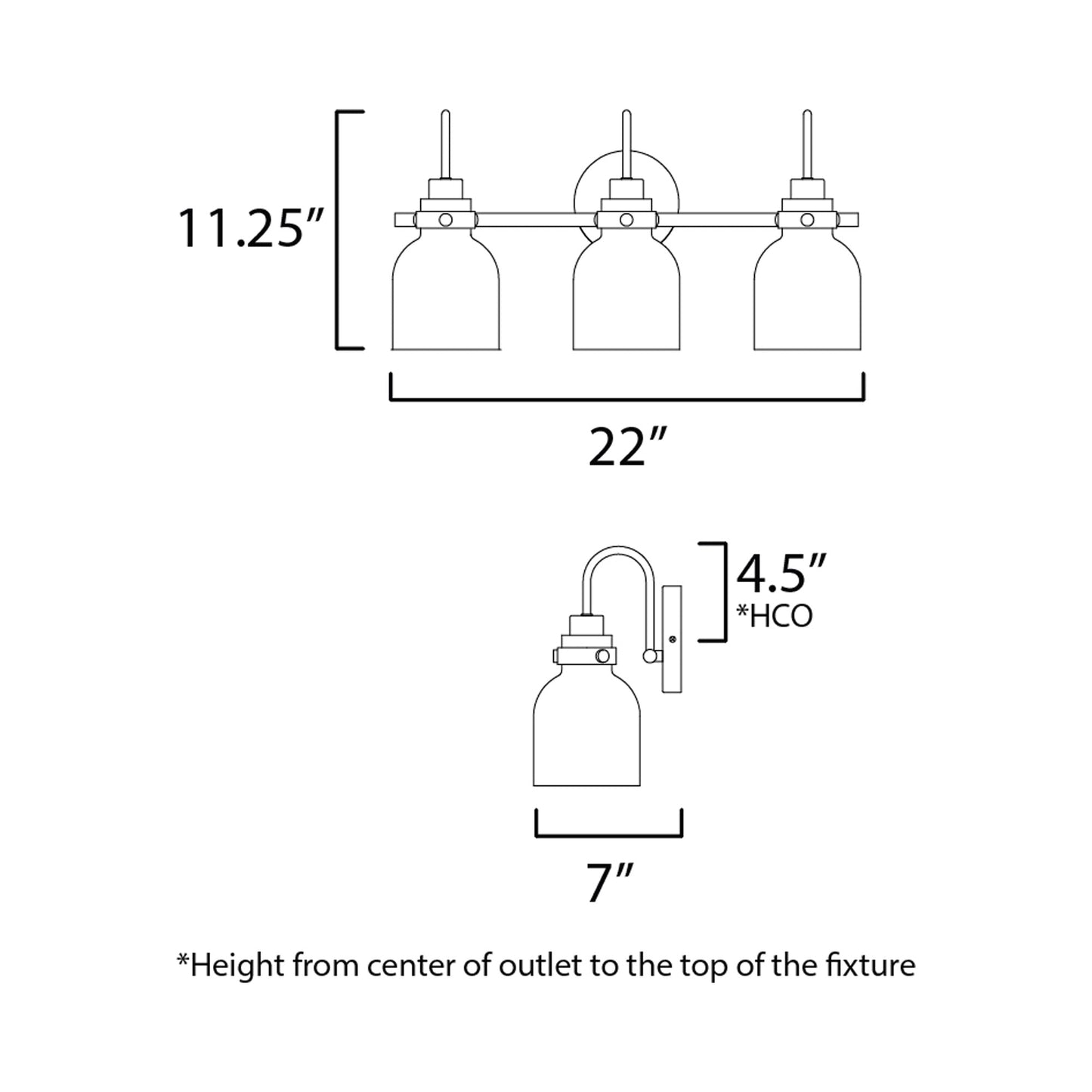 Milk Bath Vanity Light - line drawing.