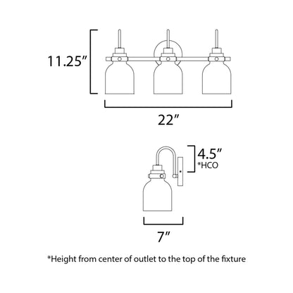 Milk Bath Vanity Light - line drawing.