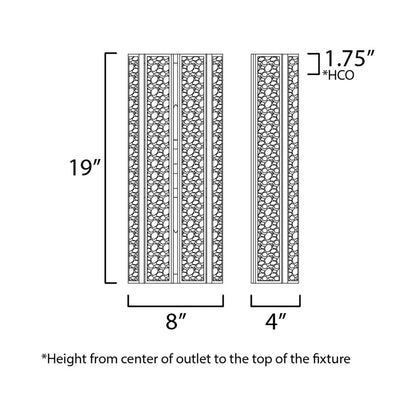 Miramar Bath Wall Light - line drawing.
